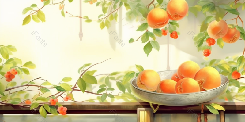 绿色清凉杏子枝头插画背景,插画/手绘图,插画/手绘图库,插画/手绘图下载,插画/手绘